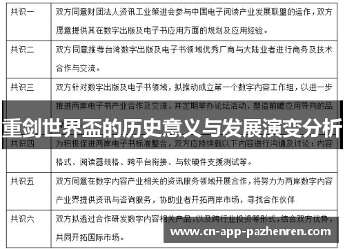 重剑世界盃的历史意义与发展演变分析