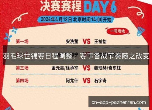 羽毛球世锦赛日程调整，赛事备战节奏随之改变